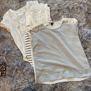 Cream white grey Top Bundle lace
